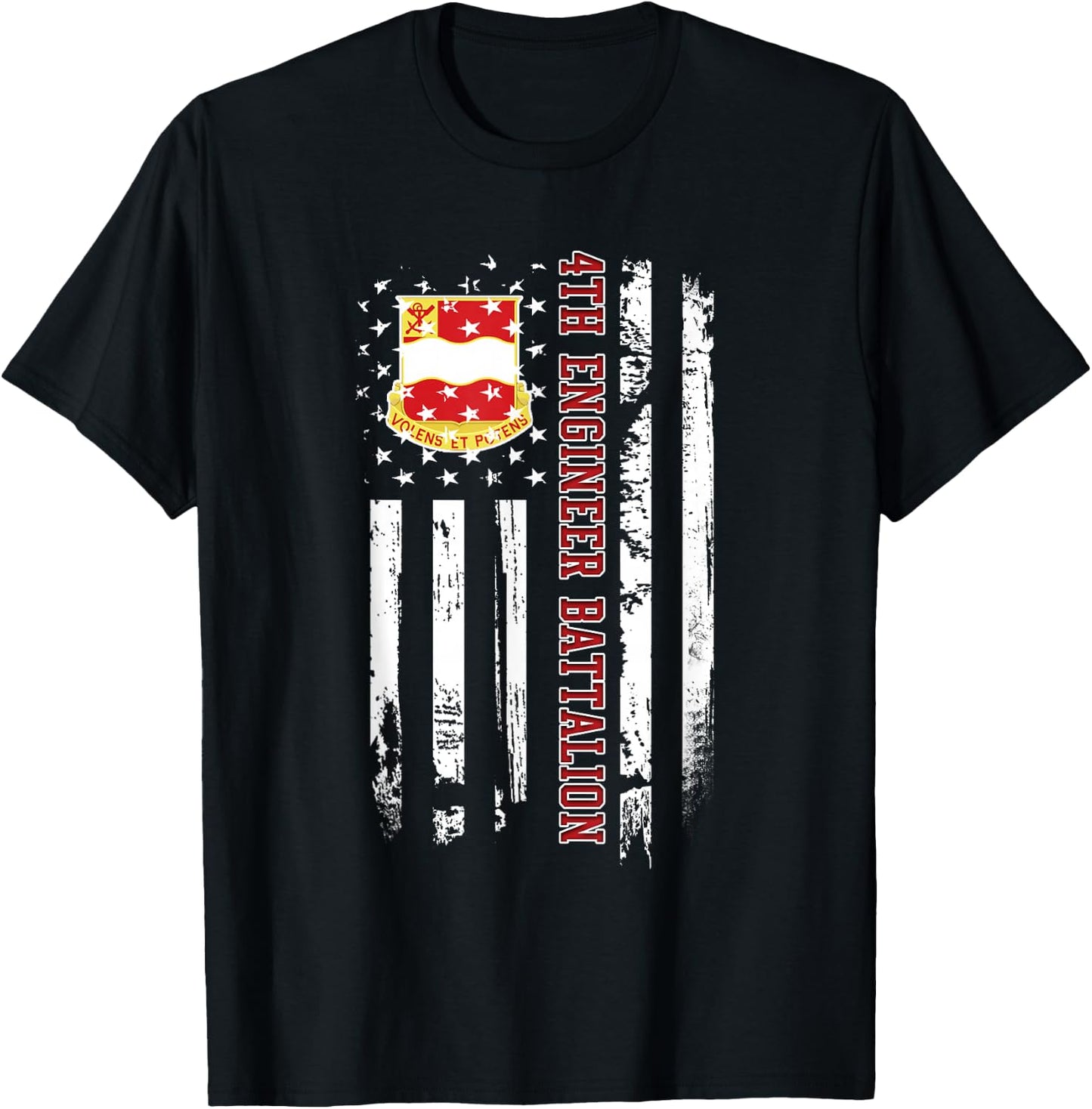 4th Engineer Battalion Veteran USA Flag Veterans Day Xmas Men T-Shirt - T-Shirt | Black