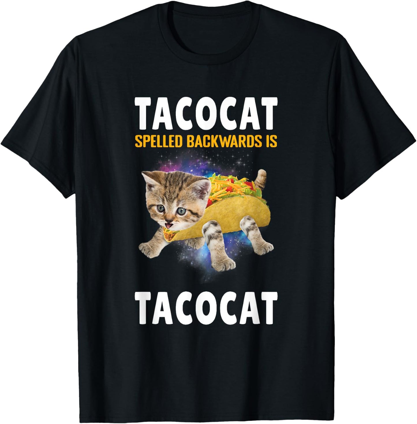 Tacocat Spelled Backward Is Taco cat Cat And Taco Lover Women Kids T-Shirt - T-Shirt | Black