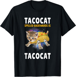Tacocat Spelled Backward Is Taco cat Cat And Taco Lover Women Kids T-Shirt - T-Shirt | Black