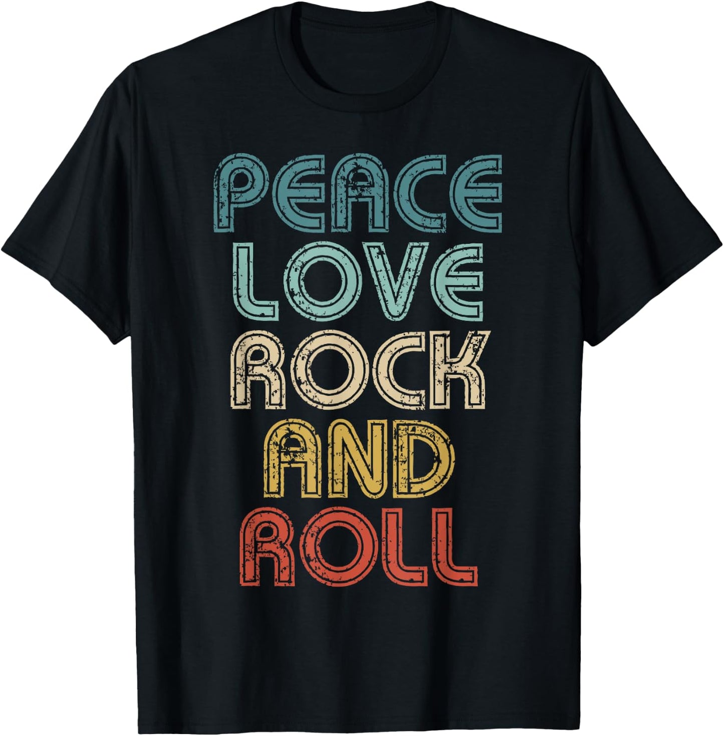 Peace Love Rock And Roll Rock´n´Roll Music T-Shirt - T-Shirt | Black
