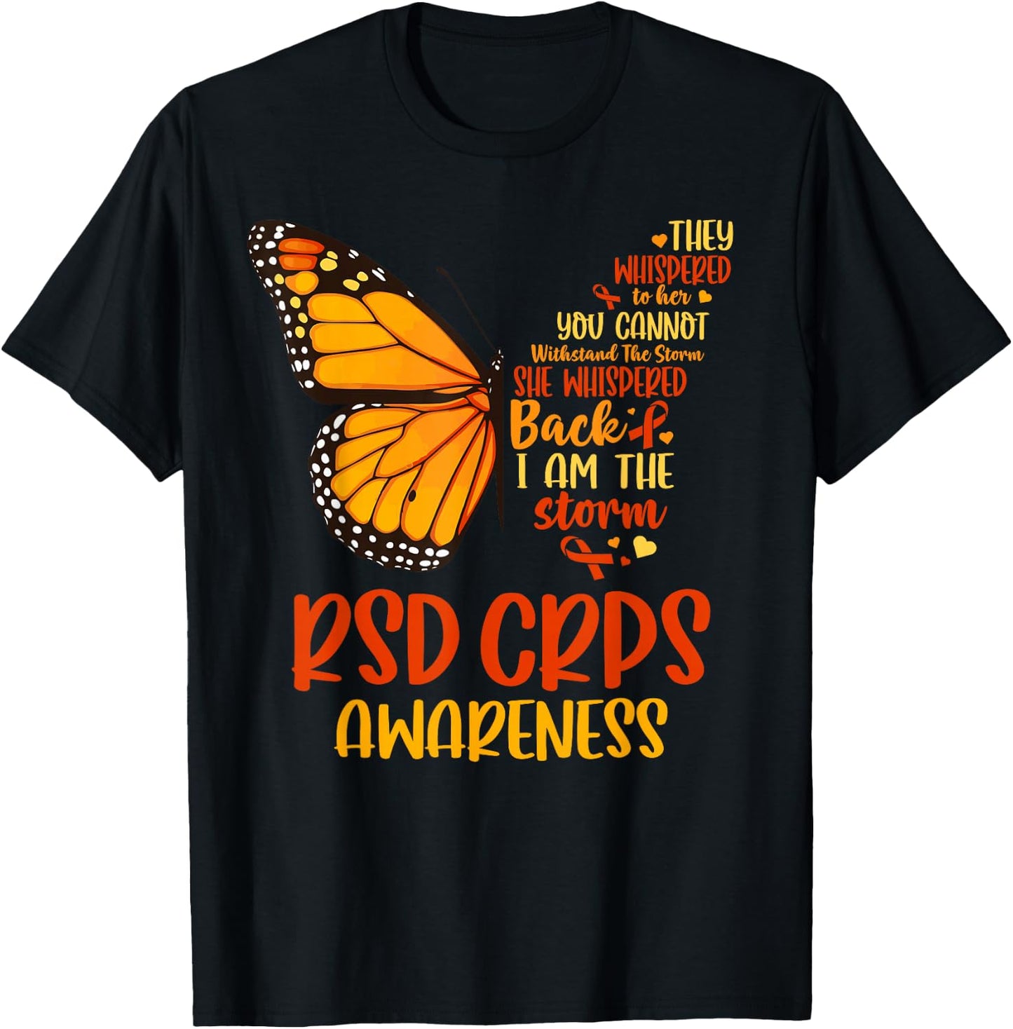 CRPS Awareness Complex Regional Pain Syndrome Butterfly T-Shirt - T-Shirt | Black