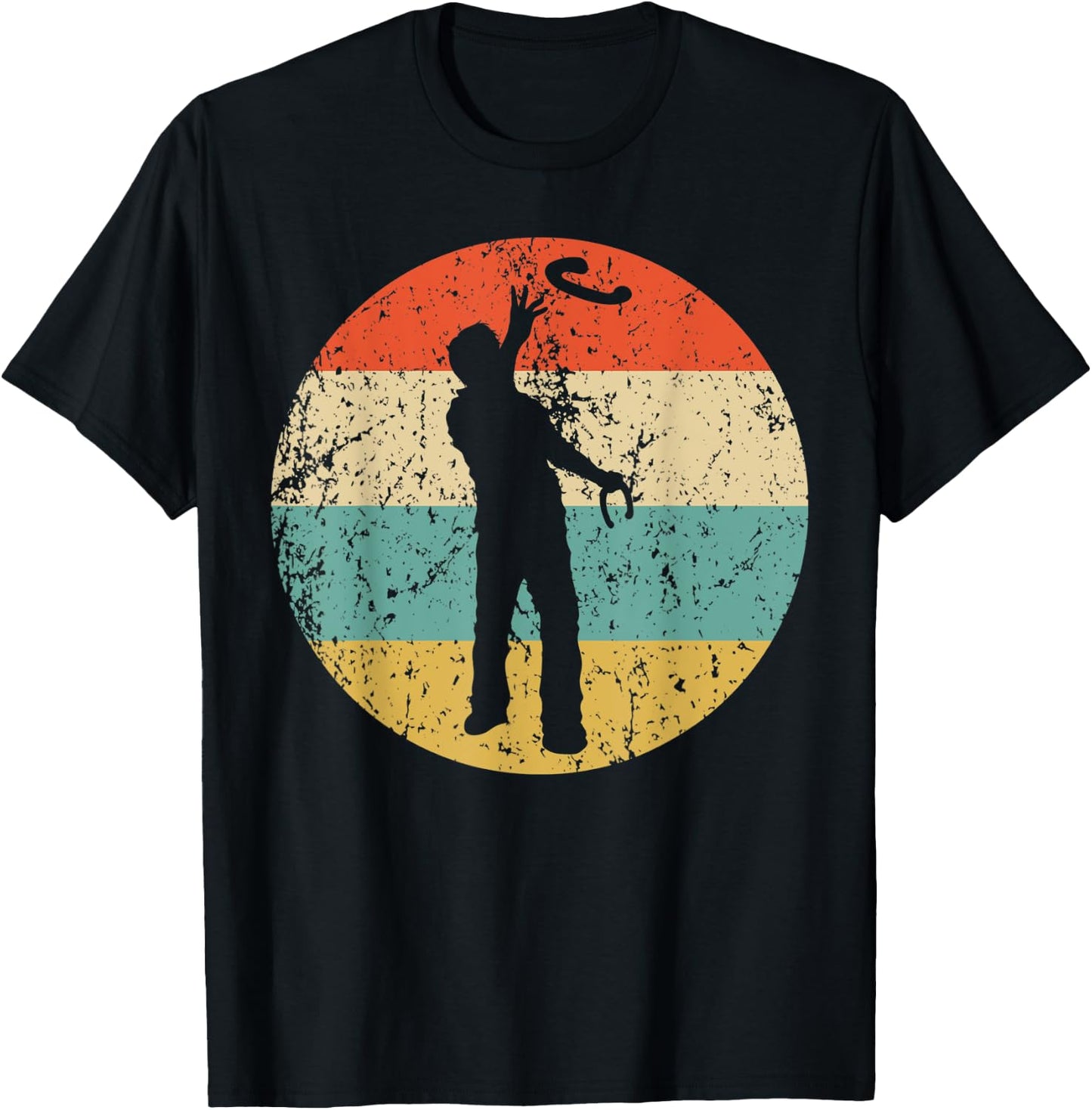 Man Playing Horseshoes Silhouette Retro Horseshoes Toss T-Shirt - T-Shirt | Black