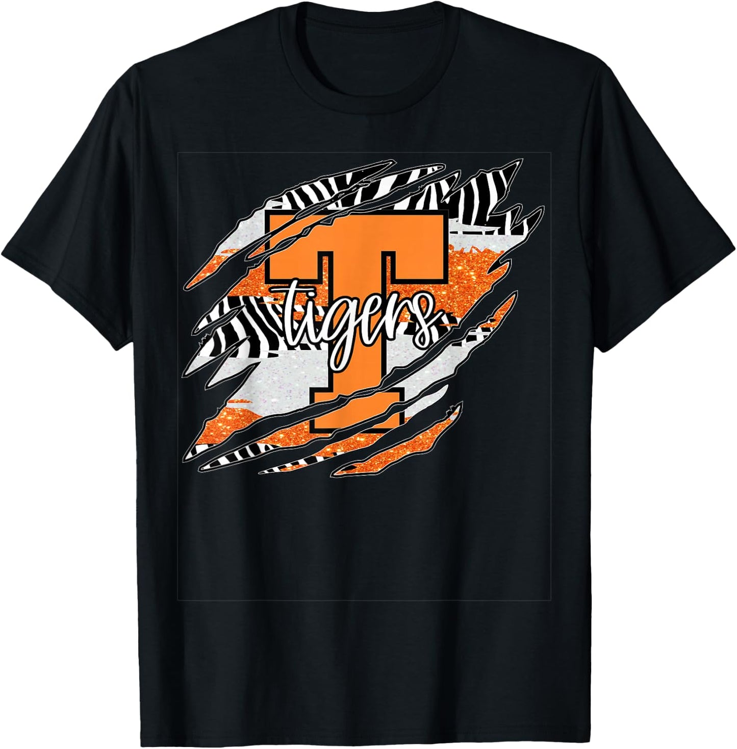Tigers Claw Mark School Spirit T-Shirt - T-Shirt | Black