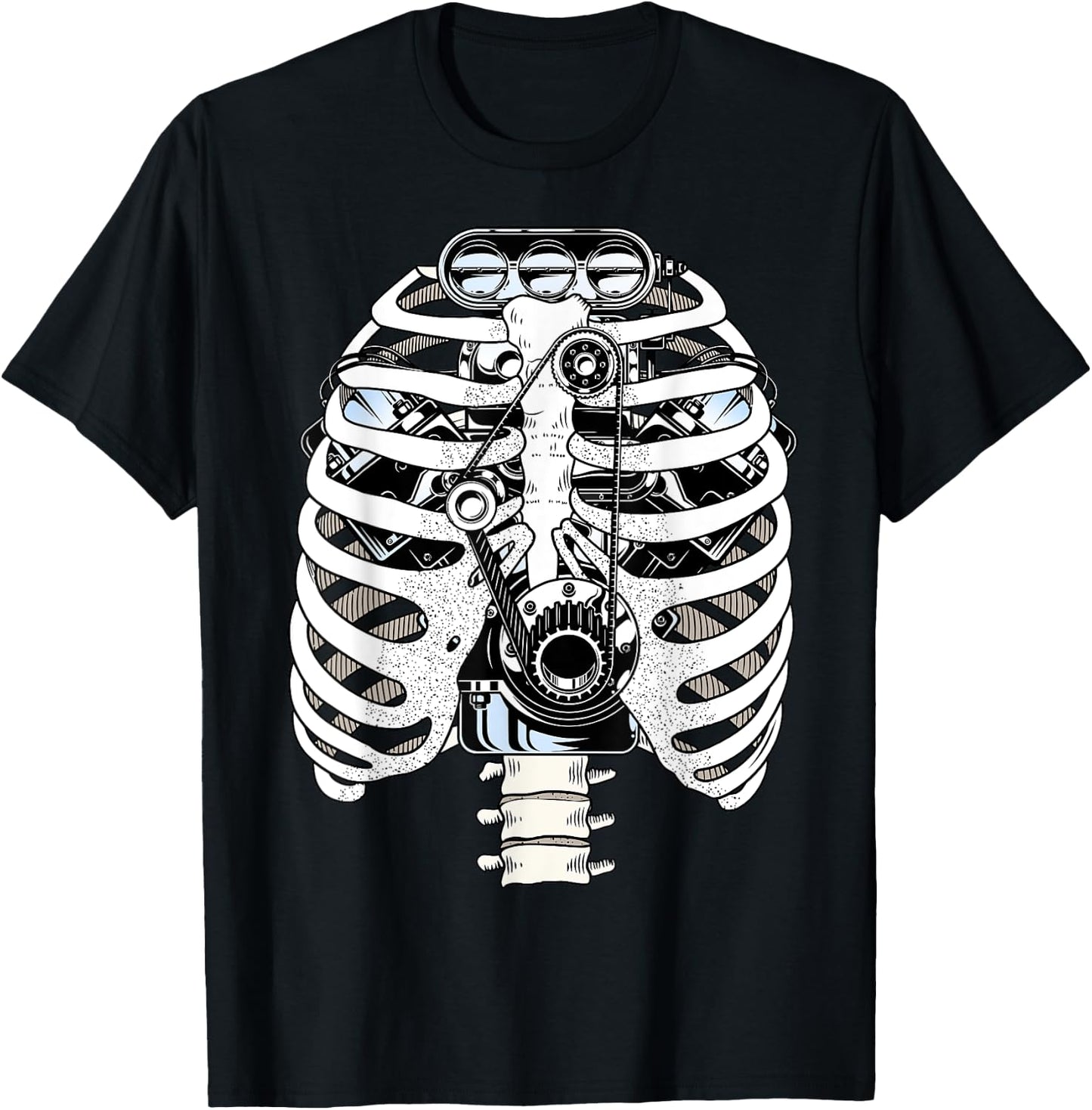Car Mechanic Halloween Graphic Engineer Skeleton Mechanics T-Shirt - T-Shirt | Black