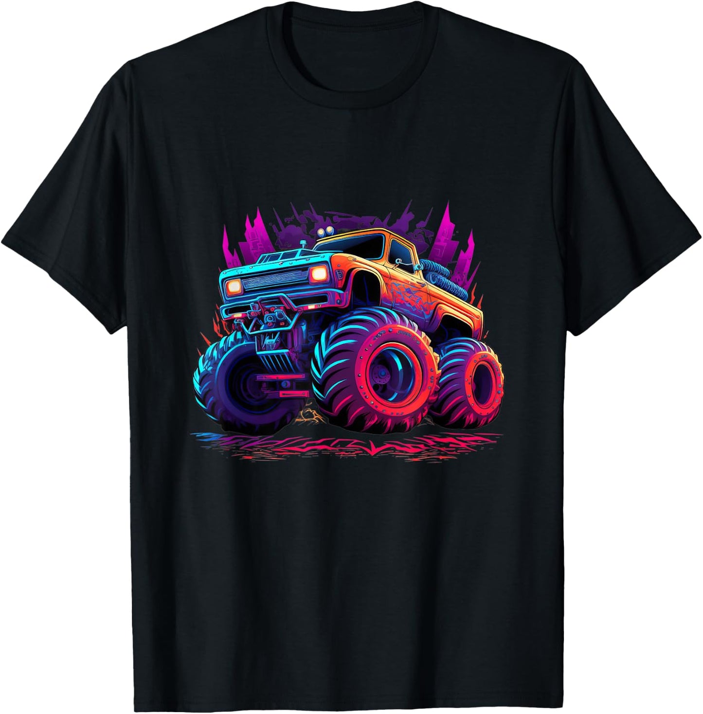 Monster Truck Retro Colorful Graffiti Toddlers Youth Kids T-Shirt - T-Shirt | Black