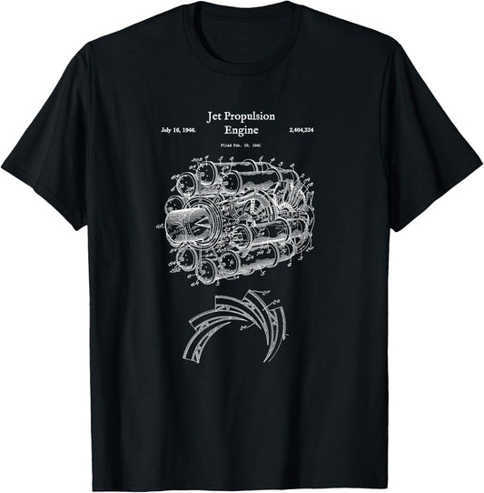 Vintage Jet Propulsion Engine Shirt - Airplane Aircraft T-Shirt - T-Shirt | Black