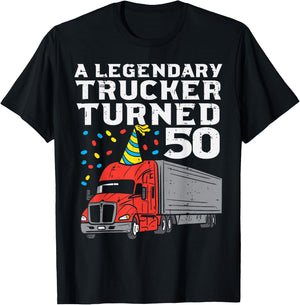 Legendary Trucker Turned 50 50th Birthday Truck Driver Men T-Shirt - T-Shirt | Black