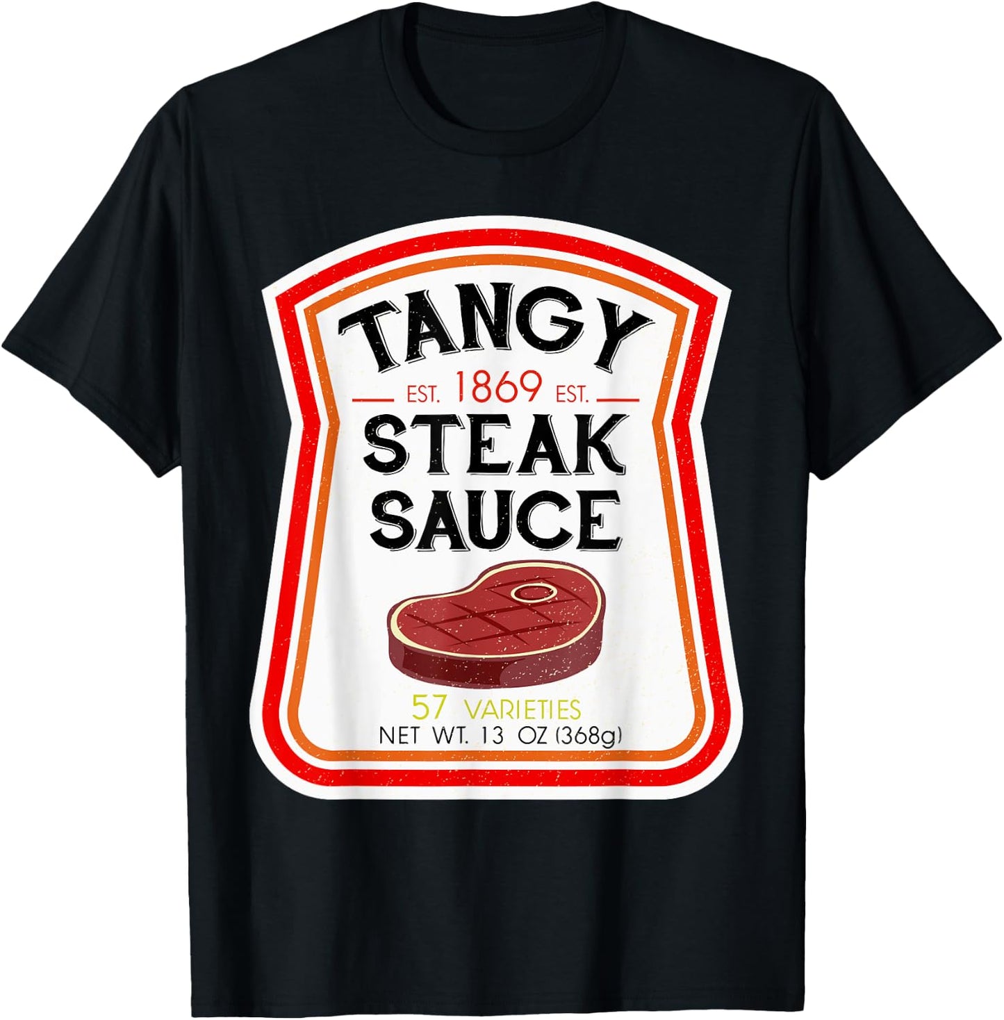 Steak Sauce Bottle Label Halloween 2021 Couples Costume T-Shirt - T-Shirt | Black