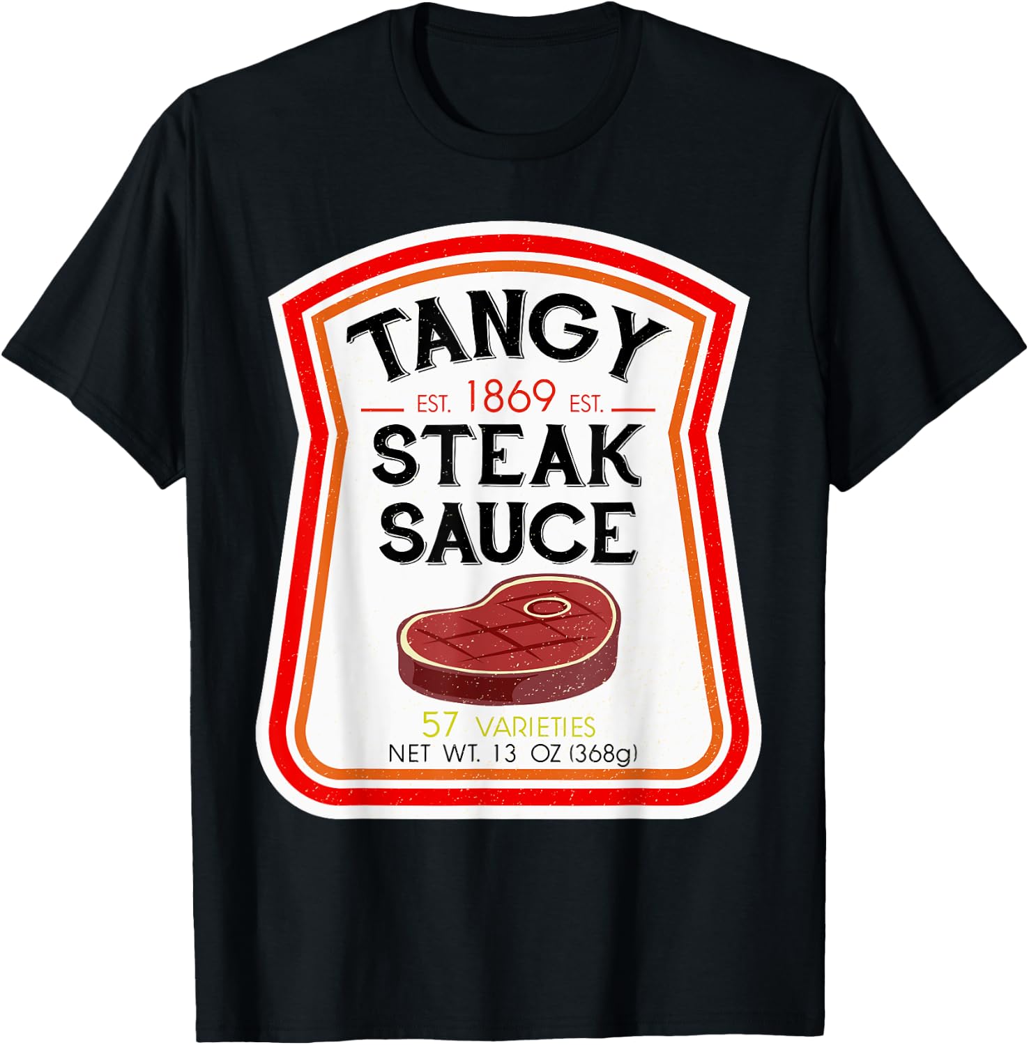 Steak Sauce Bottle Label Halloween 2021 Couples Costume T-Shirt - T-Shirt | Black