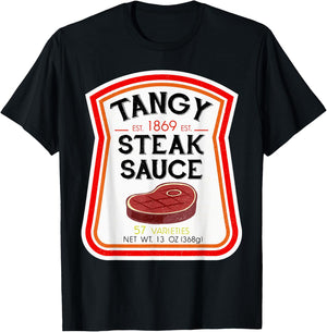 Steak Sauce Bottle Label Halloween 2021 Couples Costume T-Shirt - T-Shirt | Black