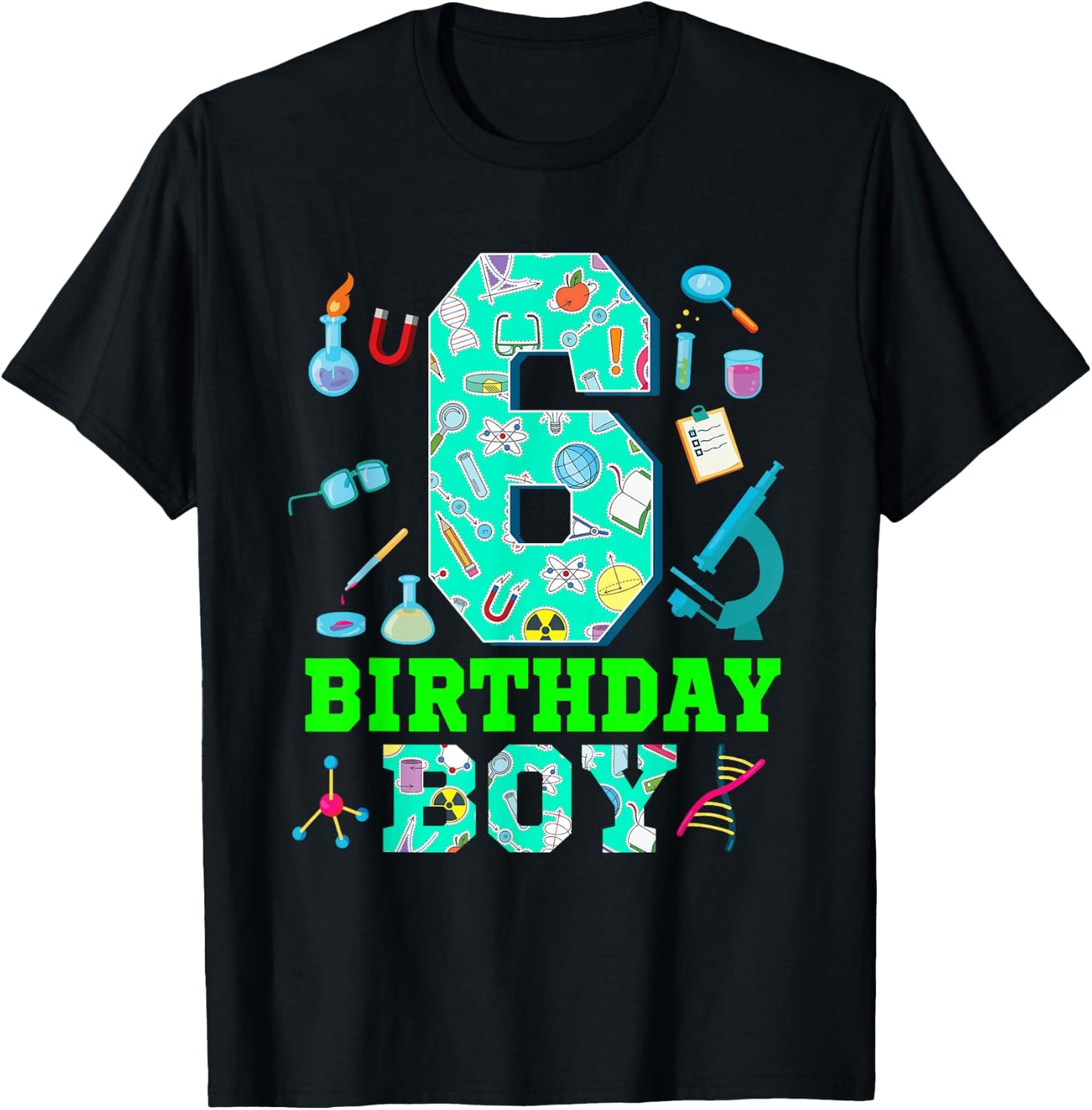 Science 6th Birthday 6 Year Old Boy Future Scientist T-Shirt - T-Shirt | Black