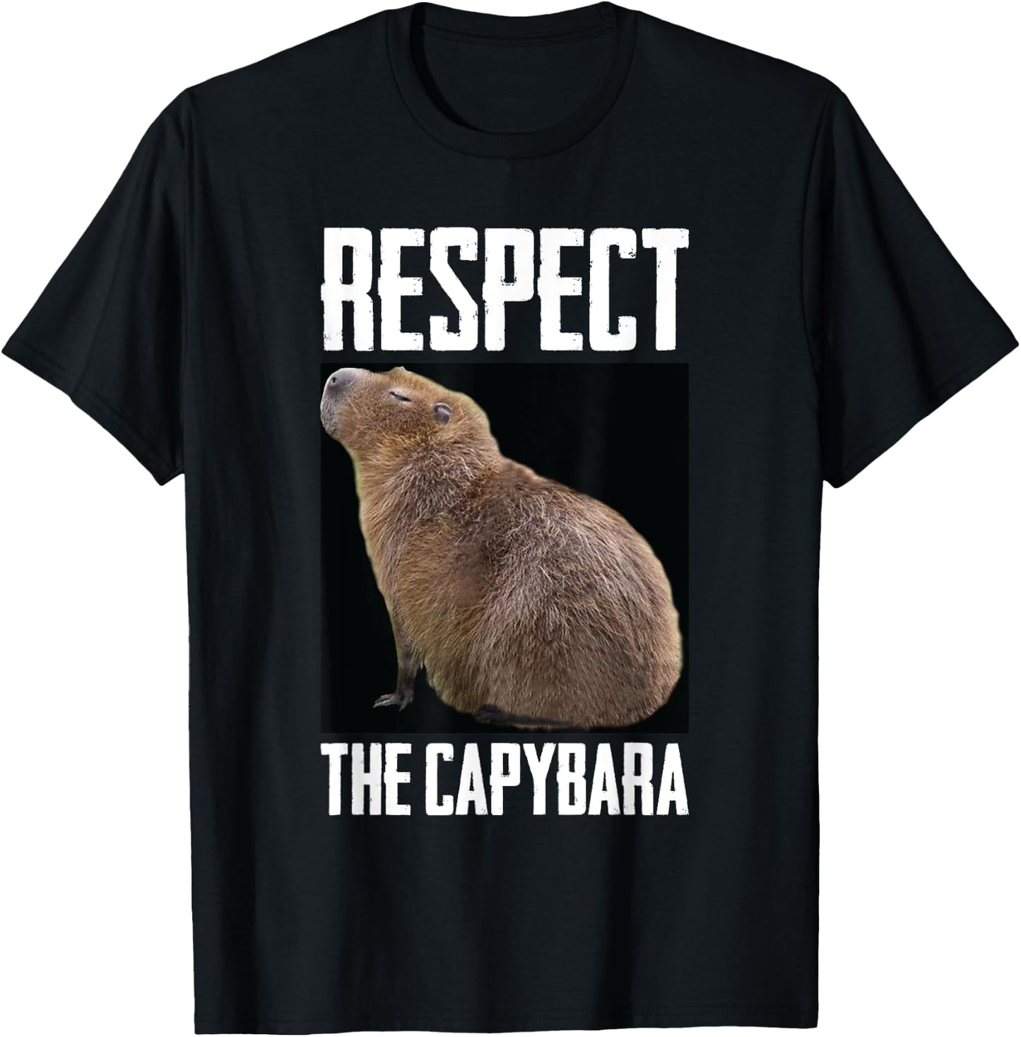 Respect The Capybara Funny Rodent Capibara Photo T-Shirt - T-Shirt | Black
