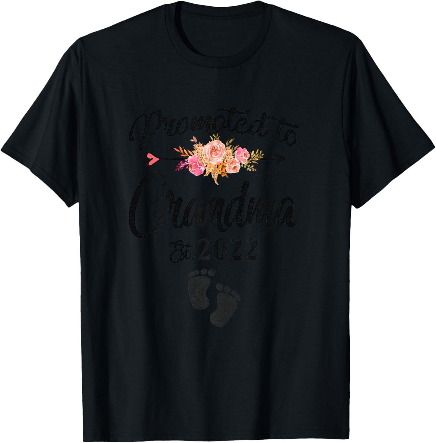 Promoted To Grandma 2022 First Time Grandma New Grandmother T-Shirt - T-Shirt | Black
