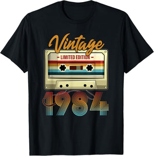 Vintage 1984 41st Birthday Cassette Tape Women B-day T-Shirt - T-Shirt | Black