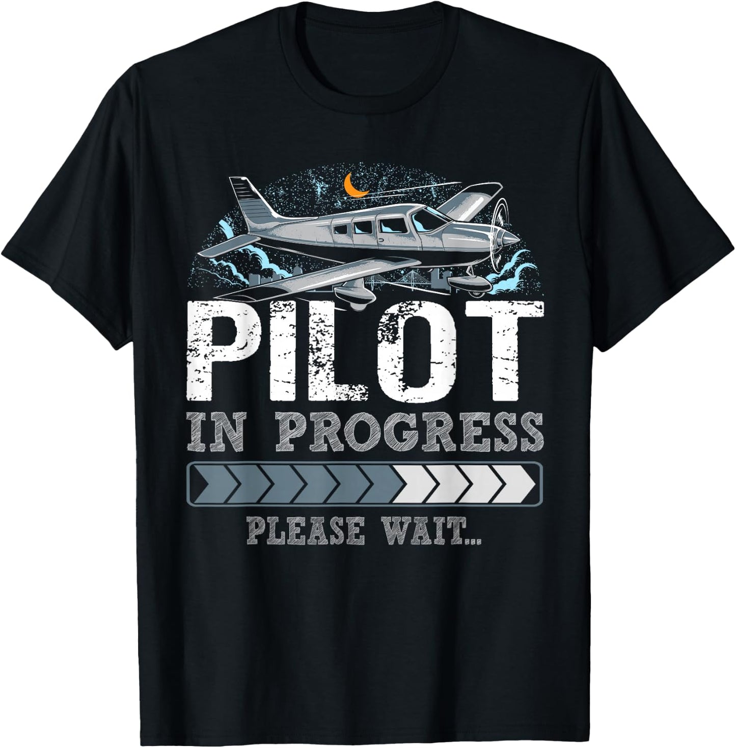 Funny Pilot In Progress Please Wait Shirt, Future Pilot Gift T-Shirt - T-Shirt | Black