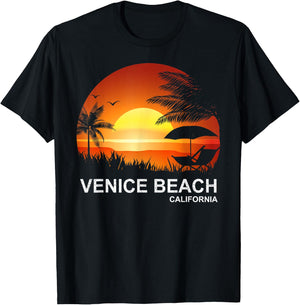 Venice Beach Summer Shirt Vintage Palm Tree California Beach T-Shirt - T-Shirt | Black