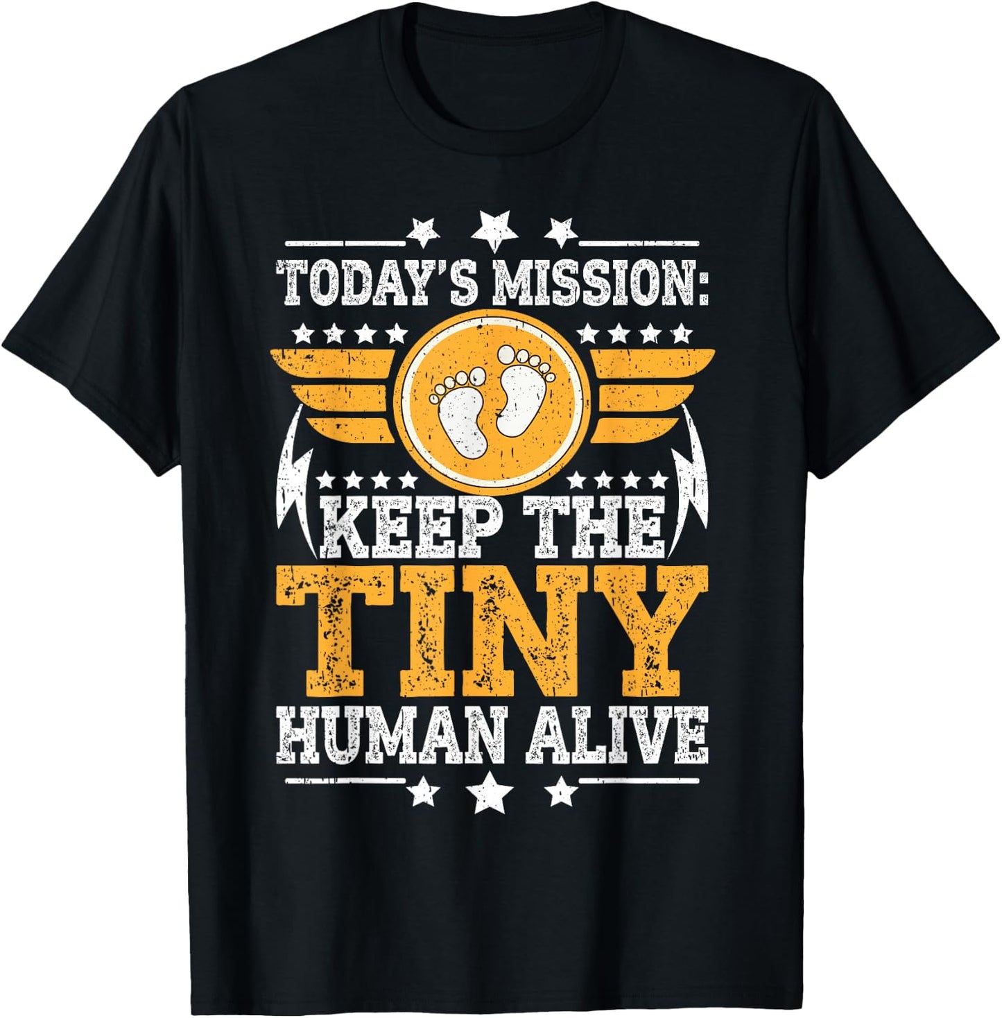 Dad Est 2026 Keep Tiny Human Alive First Time Father Day T-Shirt - T-Shirt | Black