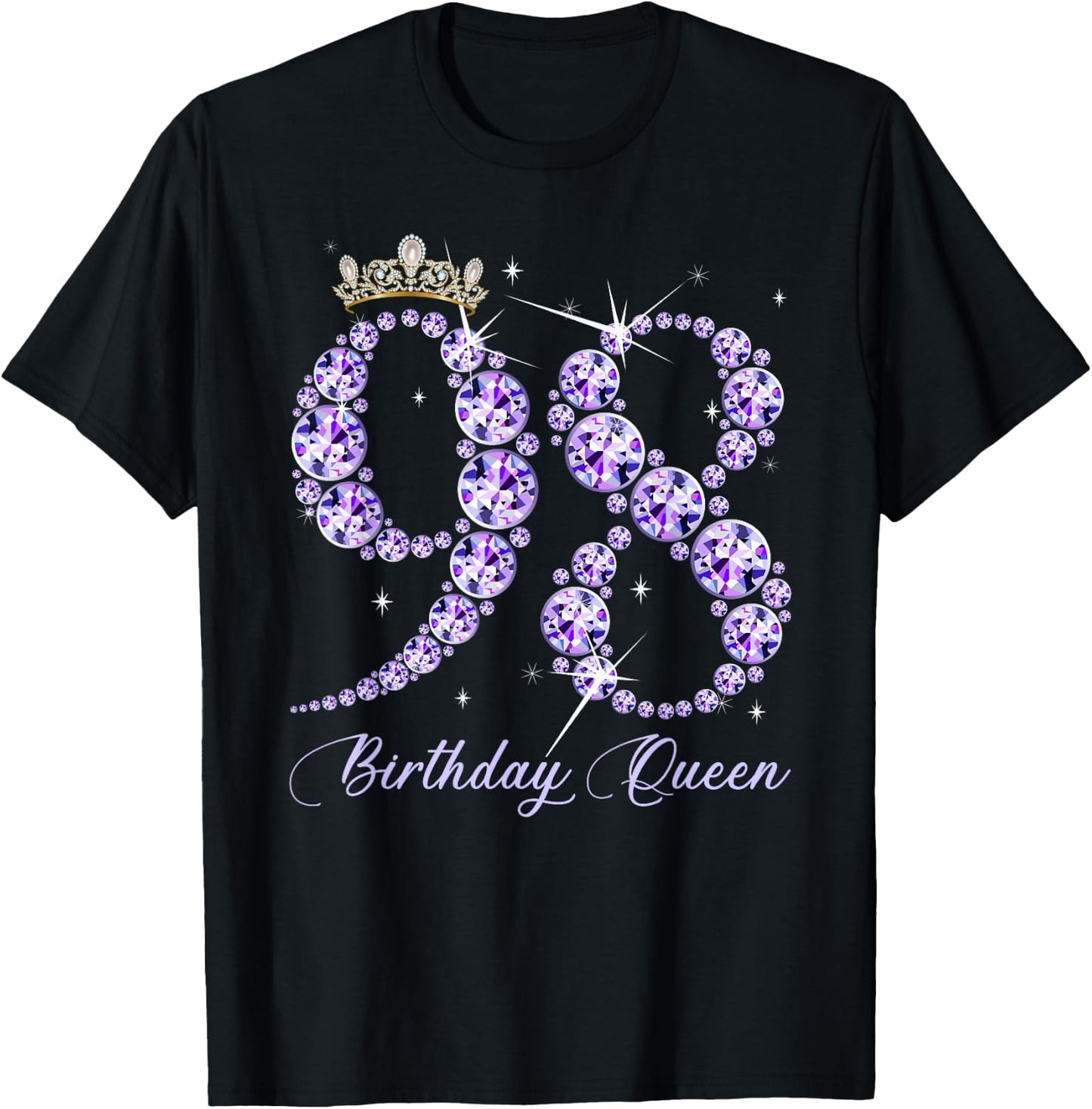 98 Year Old Its My 98th Birthday Queen Diamond Heels Crown T-Shirt - T-Shirt | Black