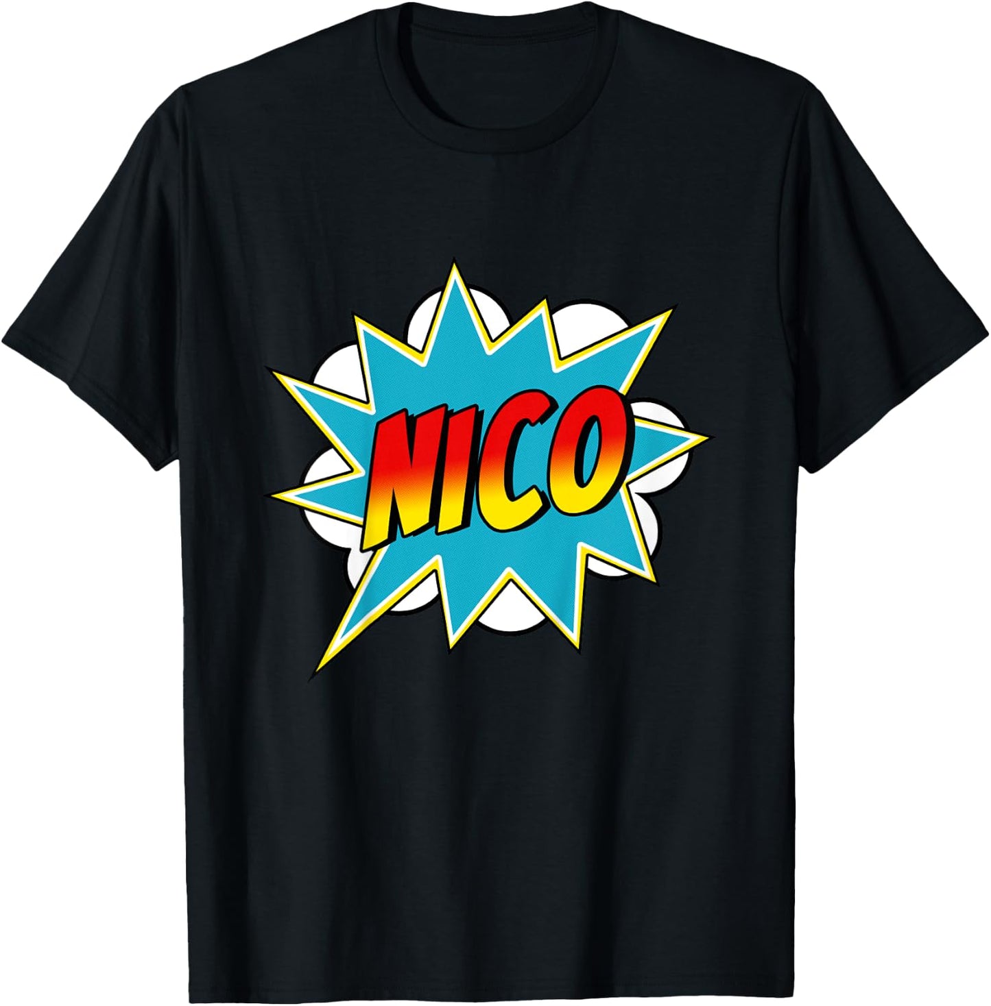 Kids Boys Nico Name Comic Book Superhero T-Shirt - T-Shirt | Black