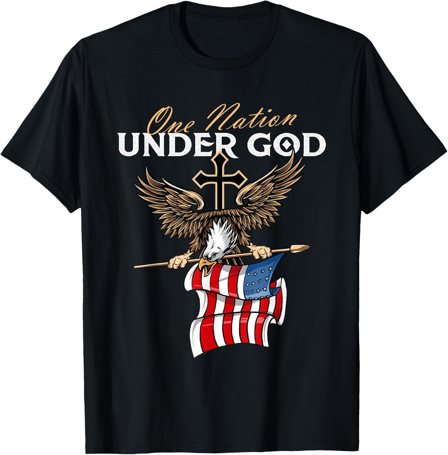 Patriotic Bald Eagle - USA American Flag 4th of July Fourth T-Shirt - T-Shirt | Black