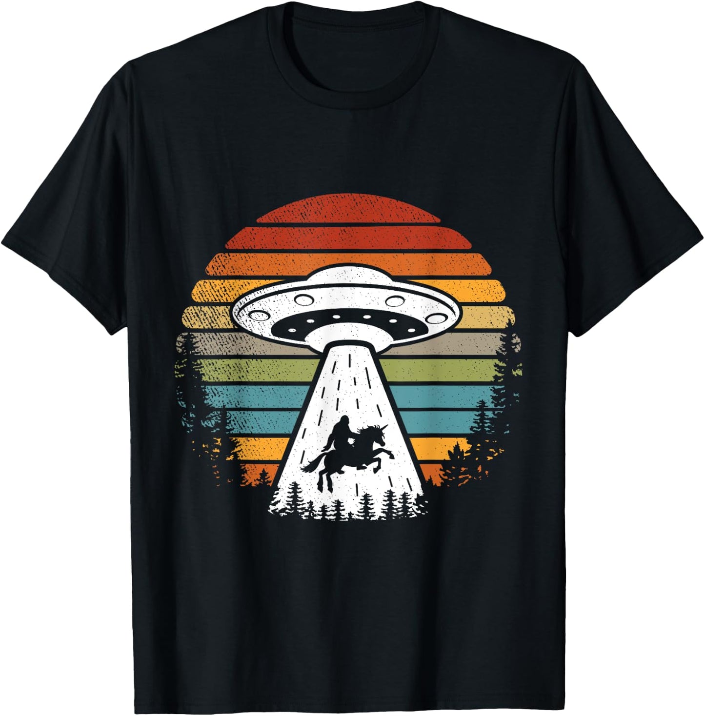 Bigfoot Alien Unicorn Sasquatch UFO T-Shirt - T-Shirt | Black