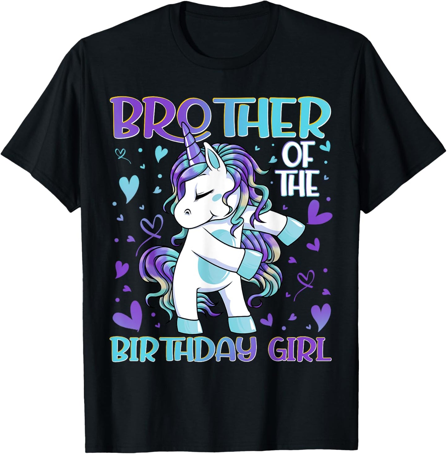 Brother of the Birthday Girl Flossing Unicorn Brother Gifts T-Shirt - T-Shirt | Black