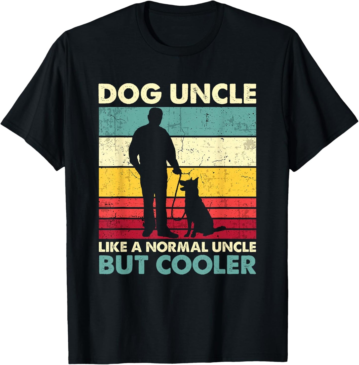Dog Uncle - Retro Sunset Dog Lover Funny Father's Day T-Shirt - T-Shirt | Black