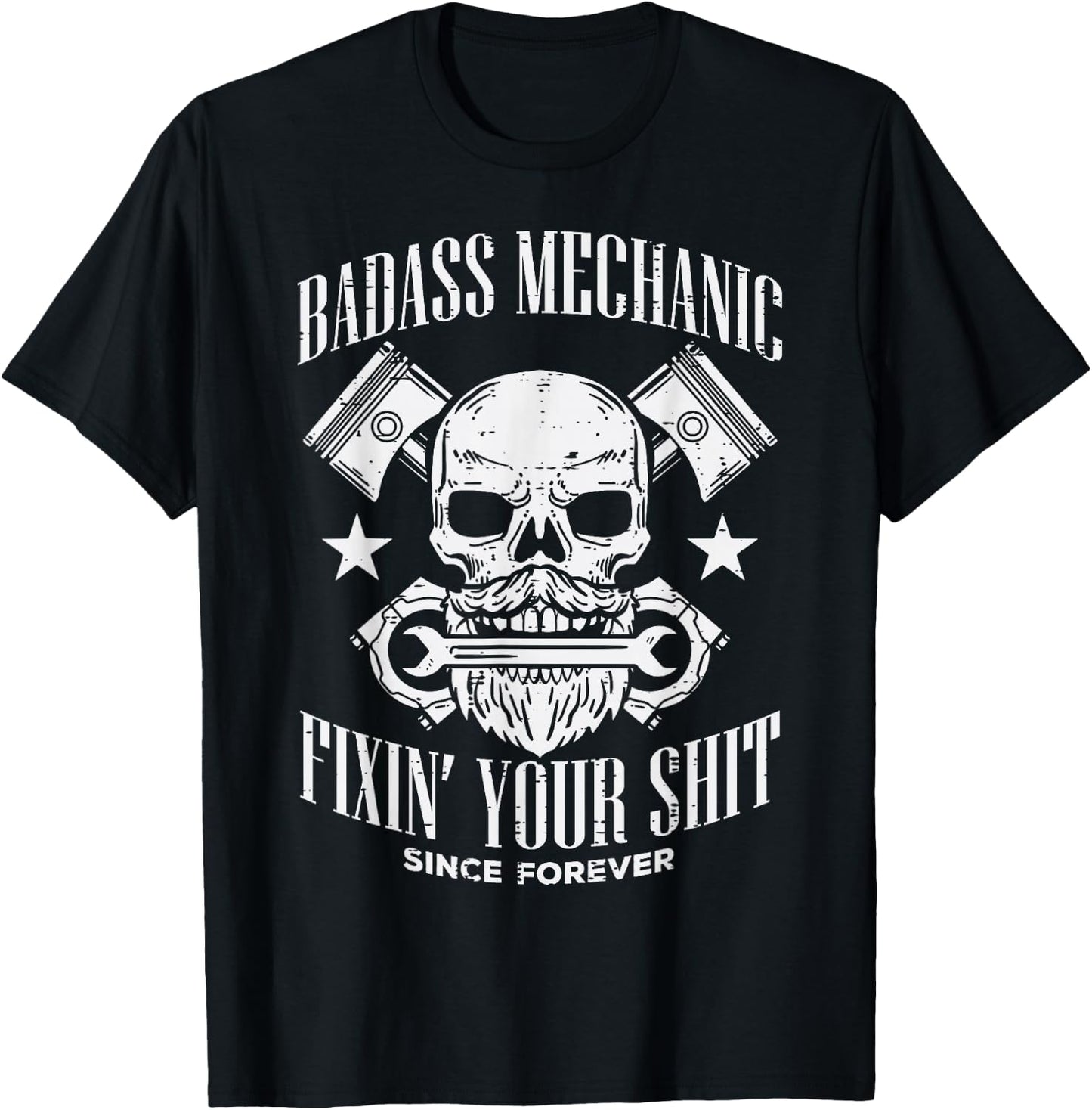 Badass Mechanic Cool Car Auto Mechanic Garage Men Dad T-Shirt - T-Shirt | Black