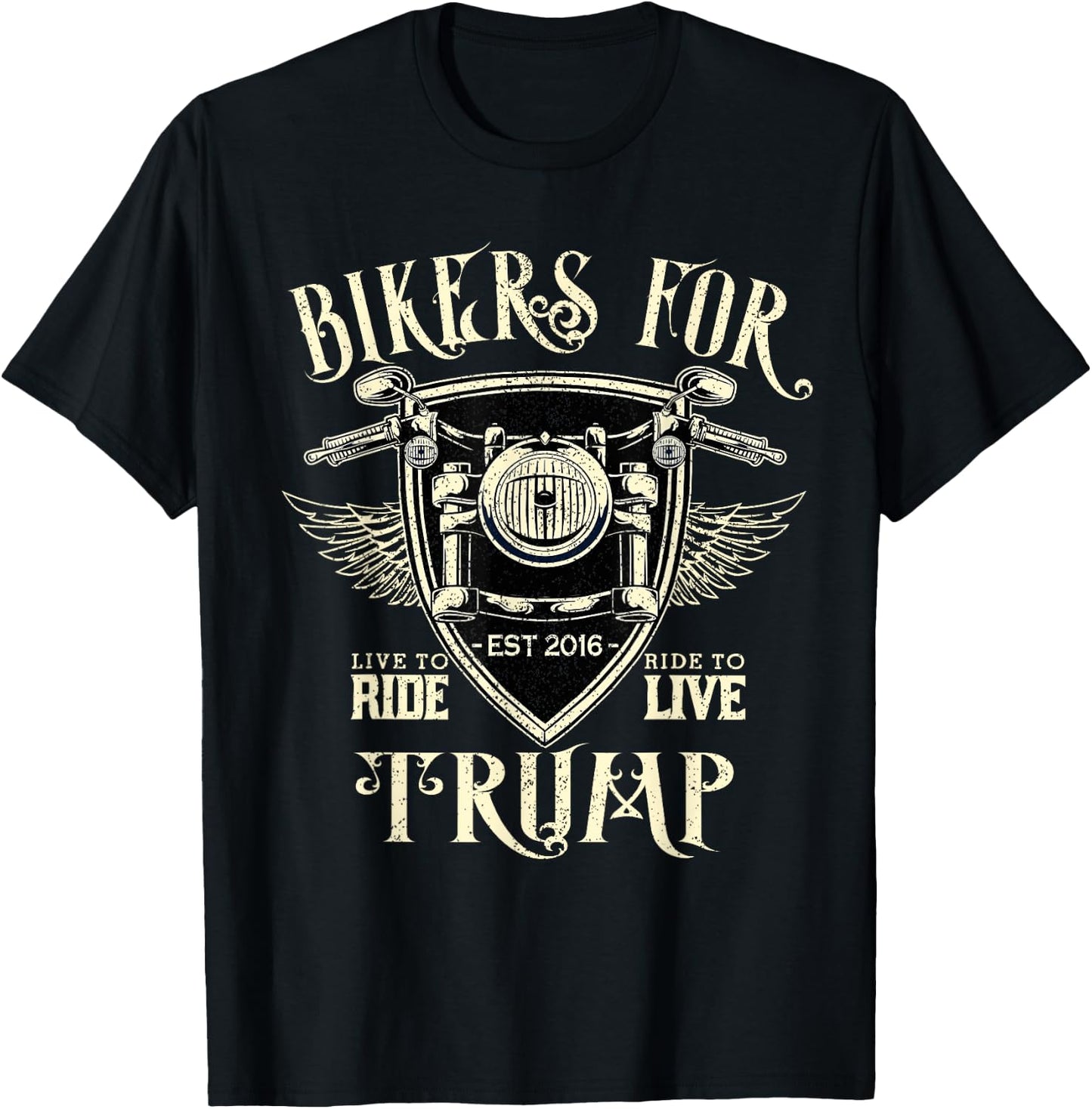Bikers For Trump Funny Donald President 2024 Motorcycle Gift T-Shirt - T-Shirt | Black