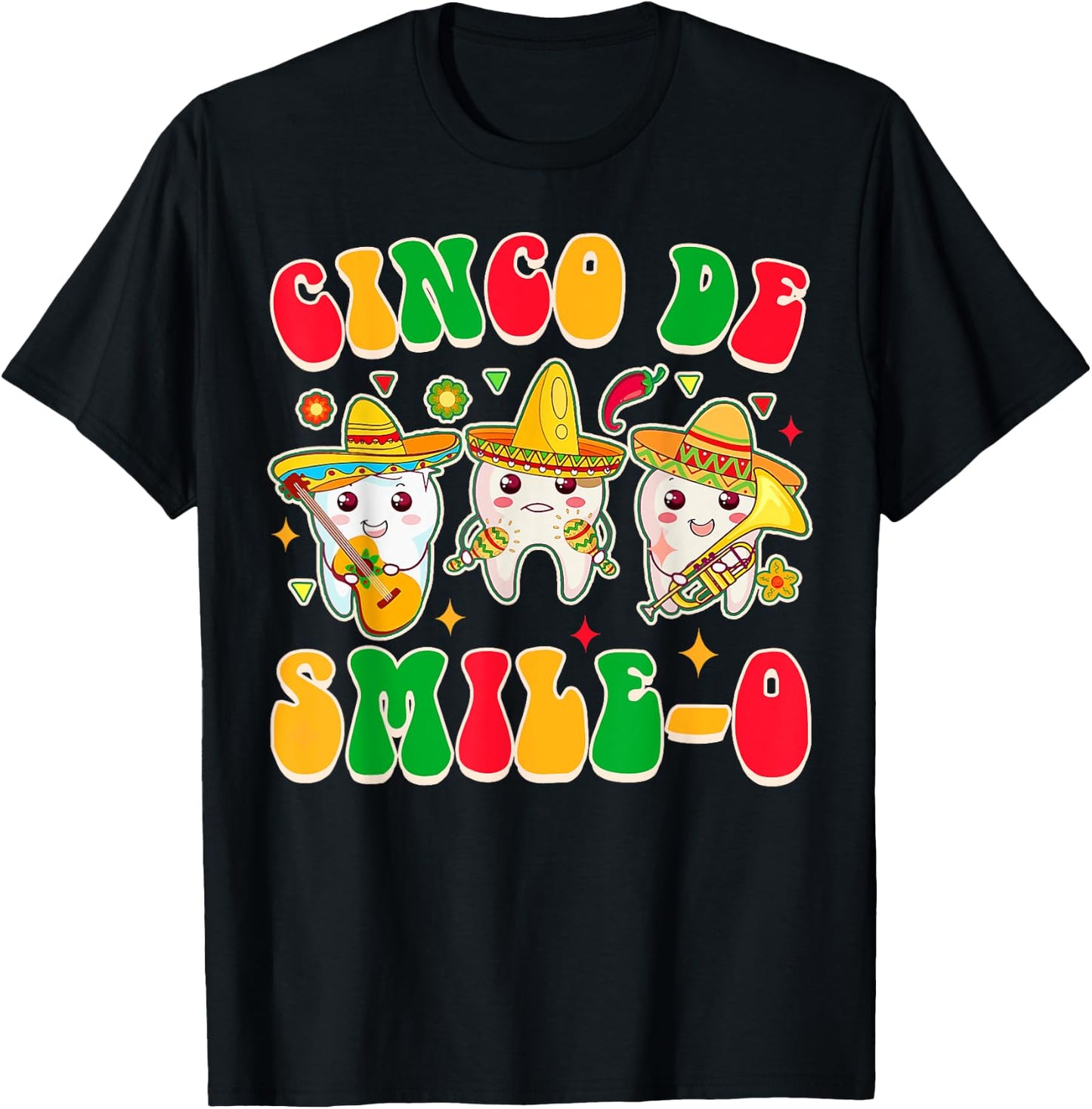 Cinco De Mayo Dental Hygienist Dentist Cinco De Smile-o T-Shirt - T-Shirt | Black