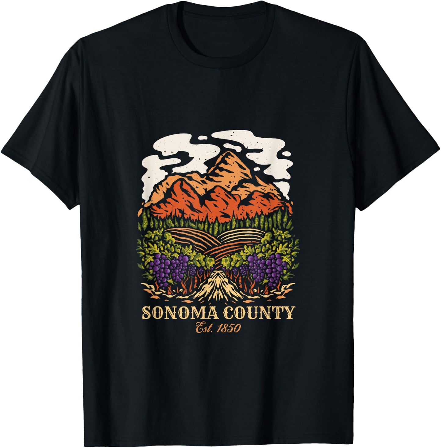 Sonoma County Vineyard California Winery Wine Lover T-Shirt - T-Shirt | Black