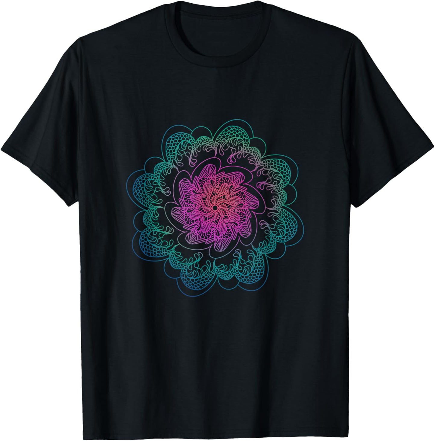 Mandala Dragon Scale Graphic Multi-Colored T-Shirt - T-Shirt | Black