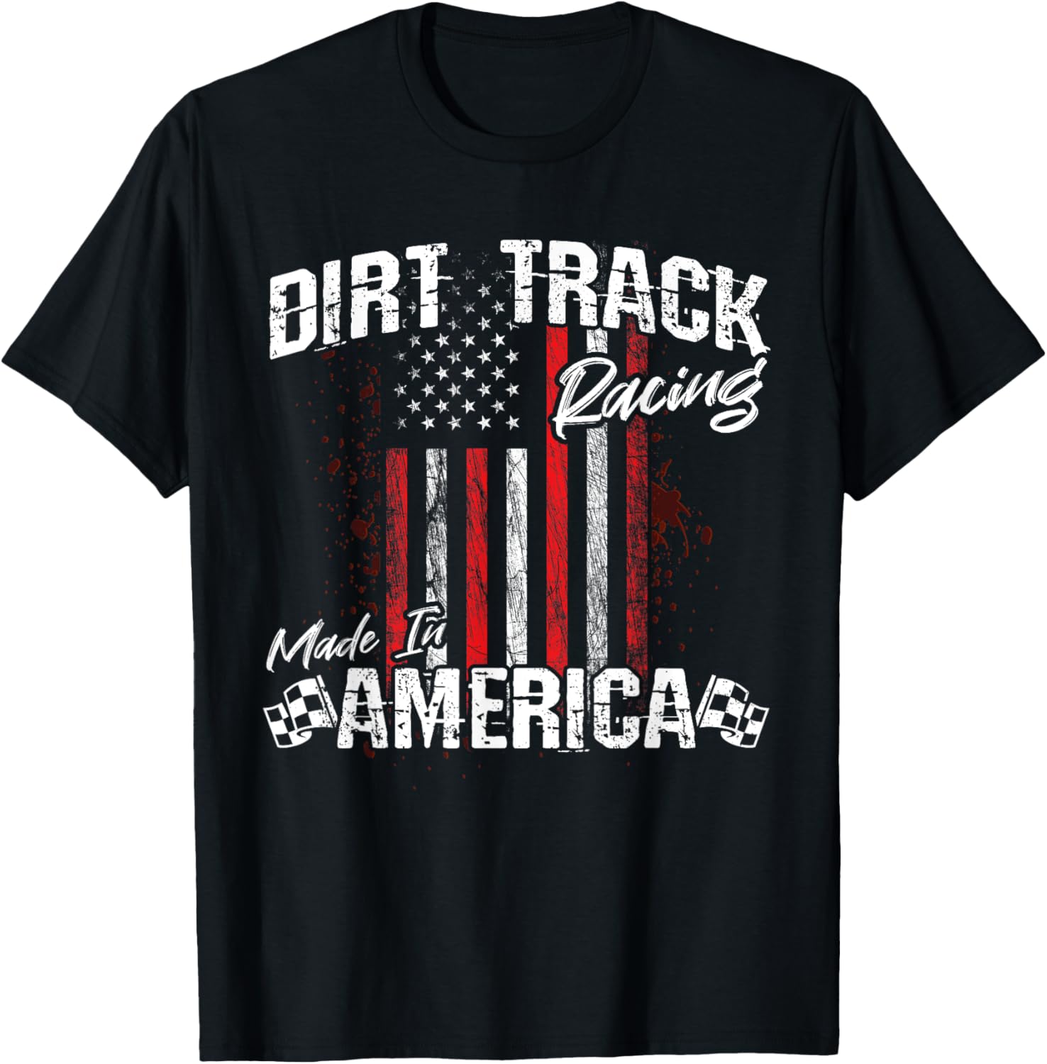 Modified & Sprint Cars - American Flag - Dirt Track Racing Men T-Shirt - T-Shirt | Black