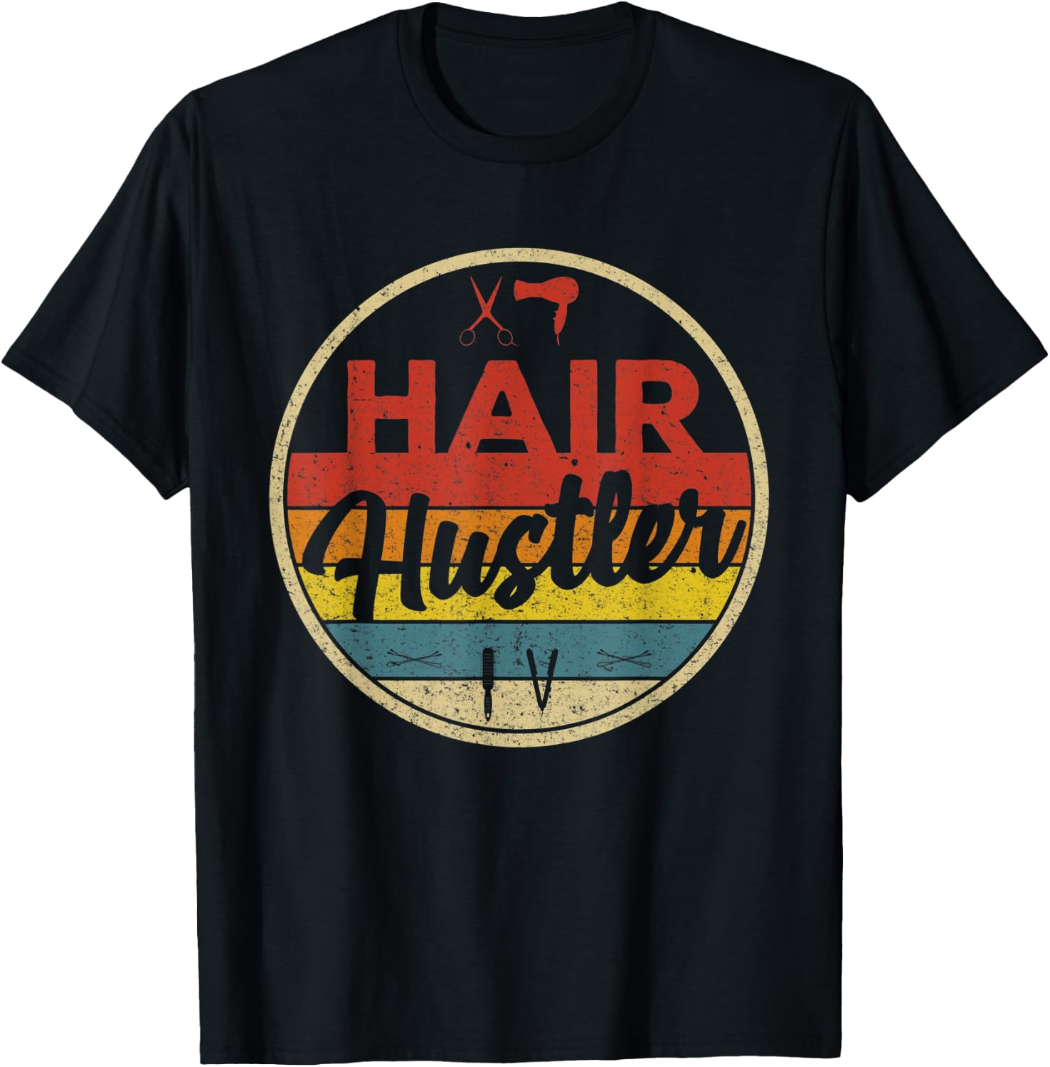Hair Hustler Vintage Hairstylist Cute Hairdresser T-Shirt - T-Shirt | Black