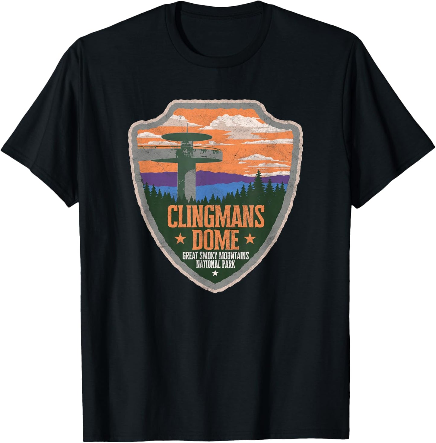 Clingmans Dome Great Smoky Mountains Park Vintage T-Shirt - T-Shirt | Black