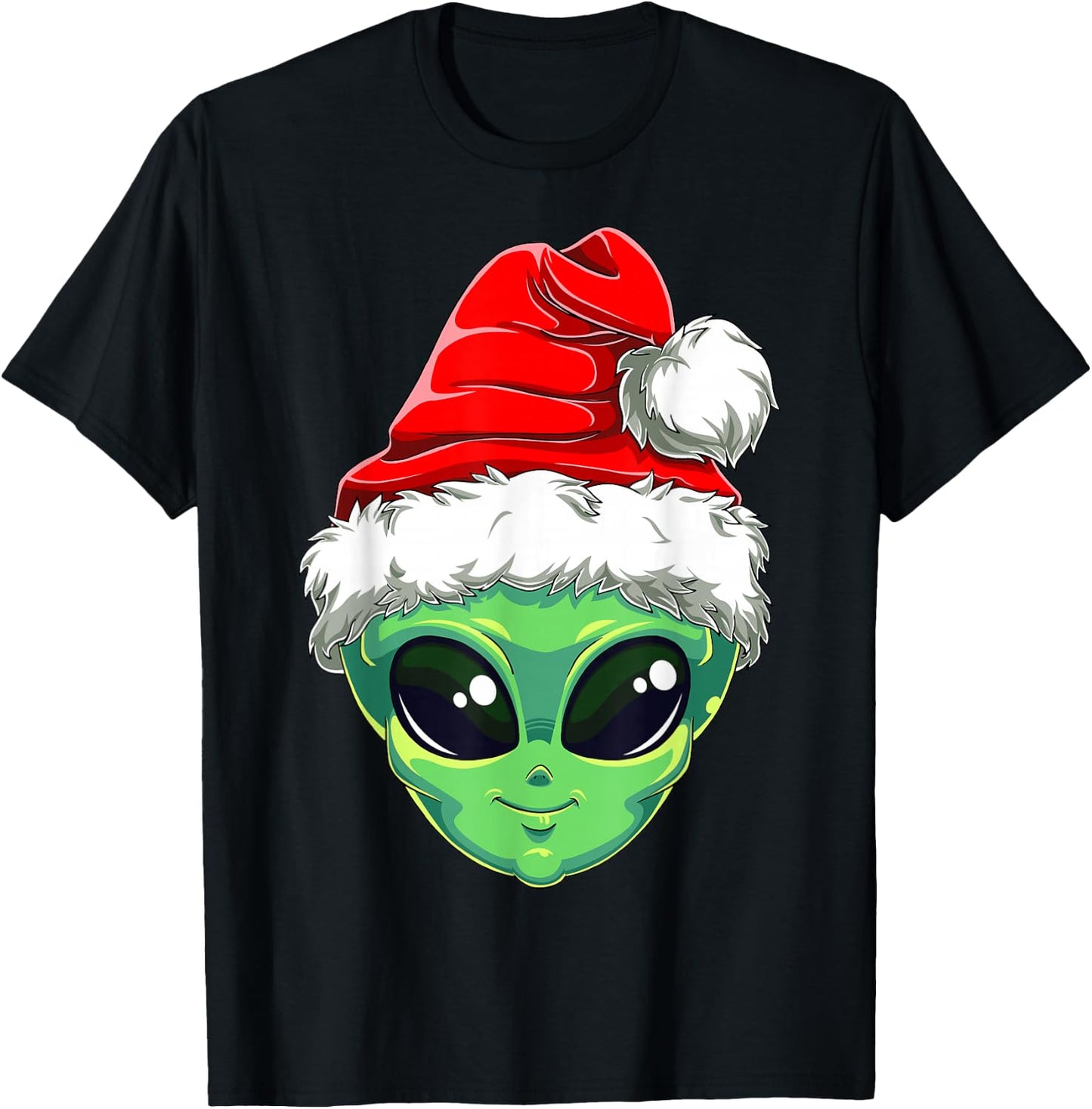 Christmas Alien Santa Costume Funny UFO Santa Hat Xmas Kids T-Shirt - T-Shirt | Black