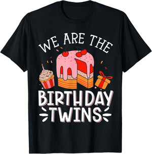 We Are The Birthday Twins , Small, Black T-Shirt - T-Shirt | Black