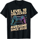 18th Birthday Boy Gift Level 18 Gamer 2008 18 Year Old Party T-Shirt - T-Shirt | Black