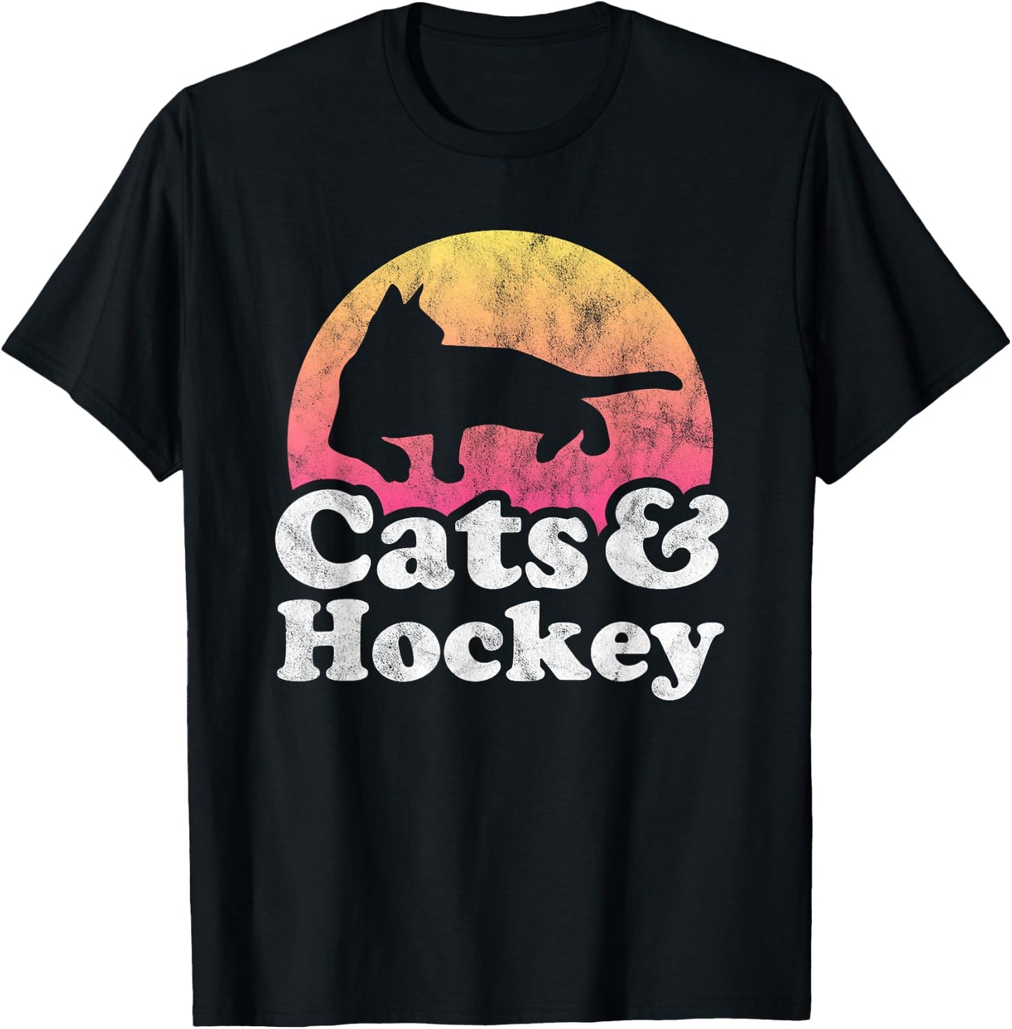 Cats and Hockey Men's or Women's Cat and Hockey T-Shirt - T-Shirt | Black