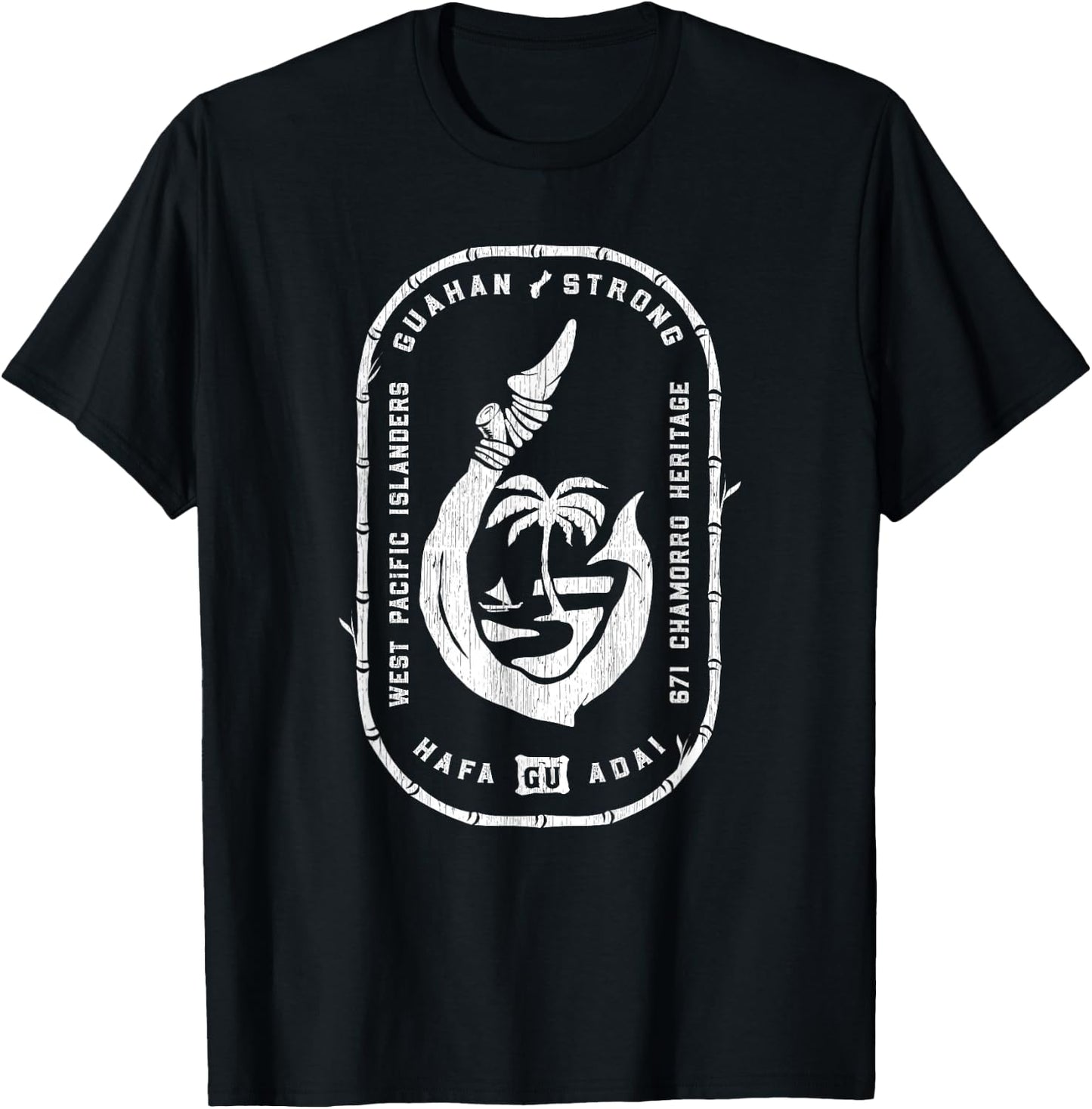 Vintage Chamorro Hook GU Seal - Guam T-Shirt - T-Shirt | Black