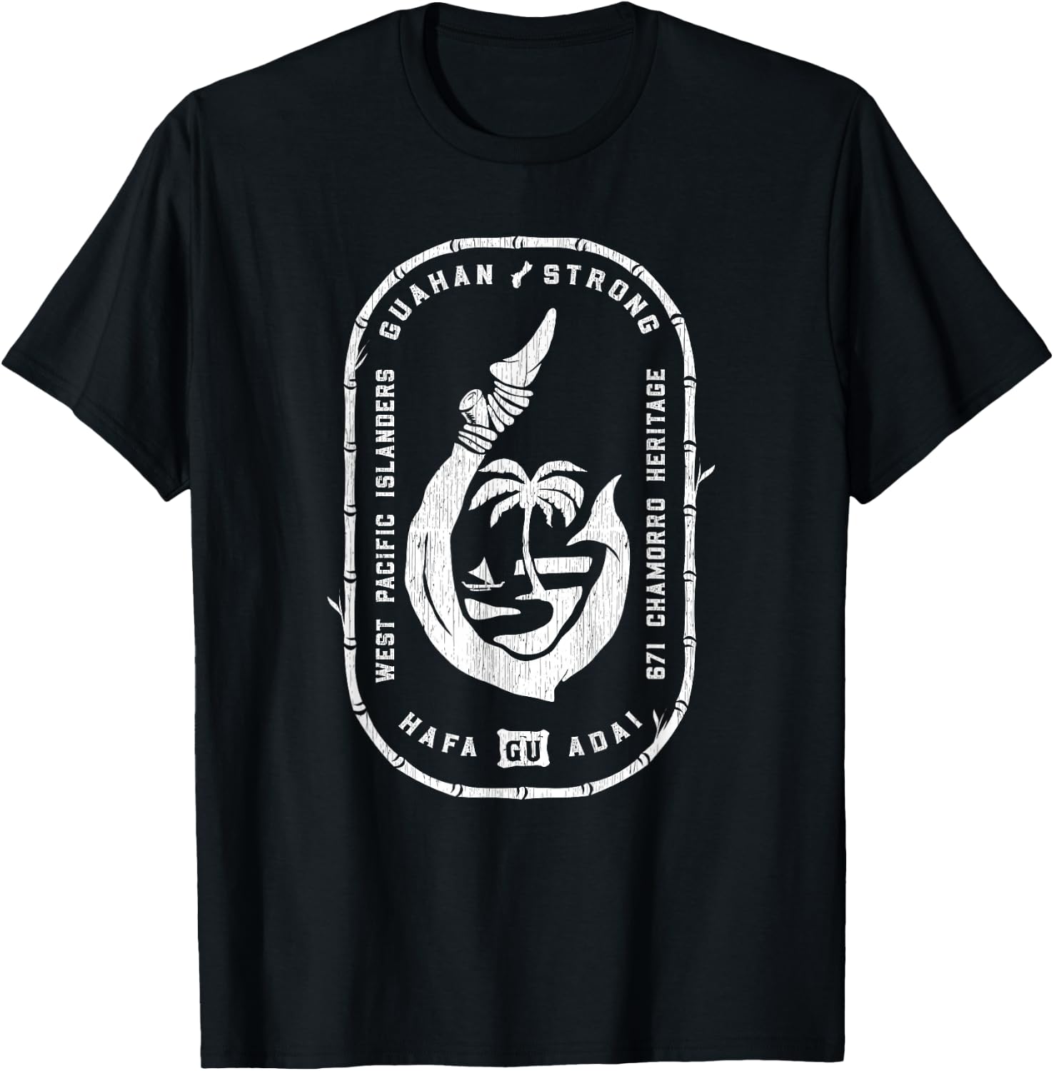 Vintage Chamorro Hook GU Seal - Guam T-Shirt - T-Shirt | Black