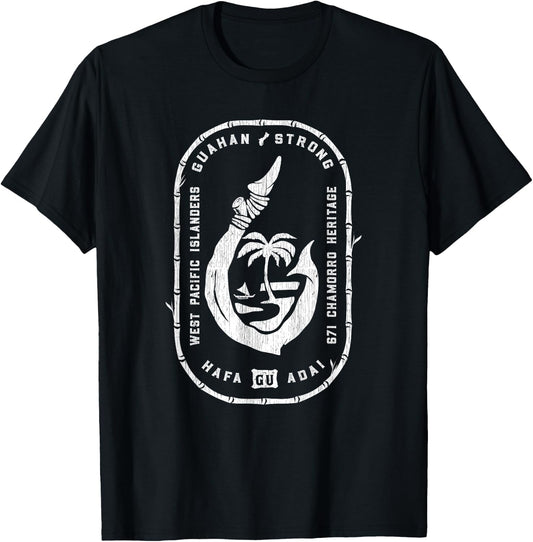 Vintage Chamorro Hook GU Seal - Guam T-Shirt - T-Shirt | Black