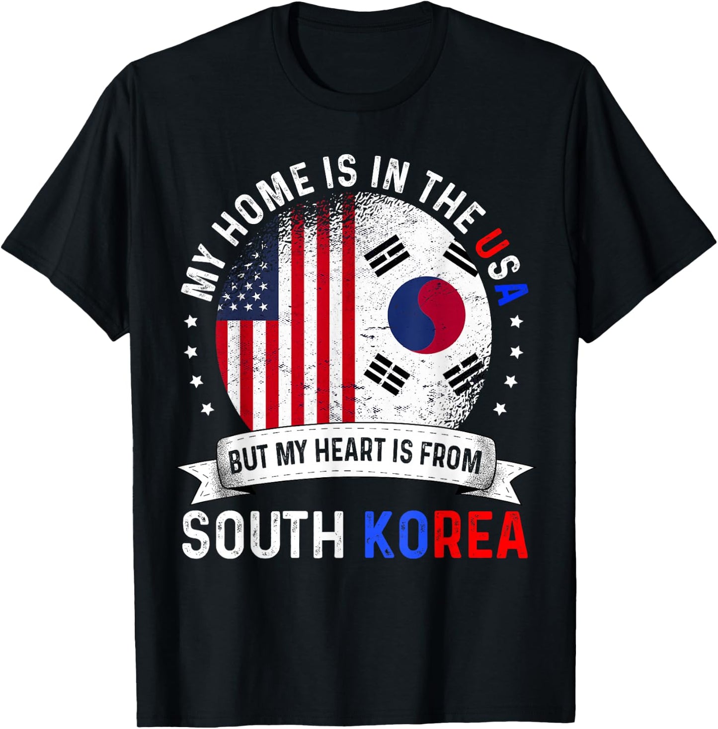 Korean American Patriot Heart is from South Korea Flag T-Shirt - T-Shirt | Black