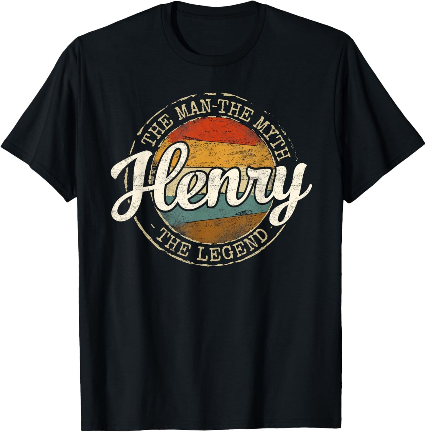 Henry The Man The Myth The Legend Vintage Personalized Name T-Shirt - T-Shirt | Black