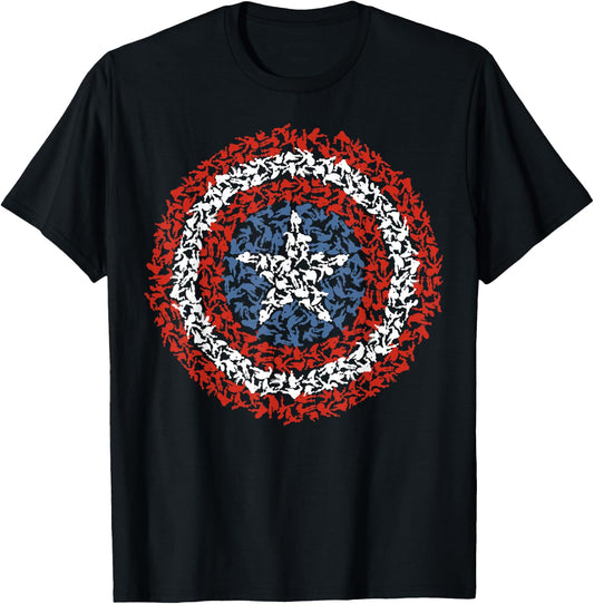Marvel Captain America Shield Build Up Fill Graphic T-Shirt - T-Shirt | Black