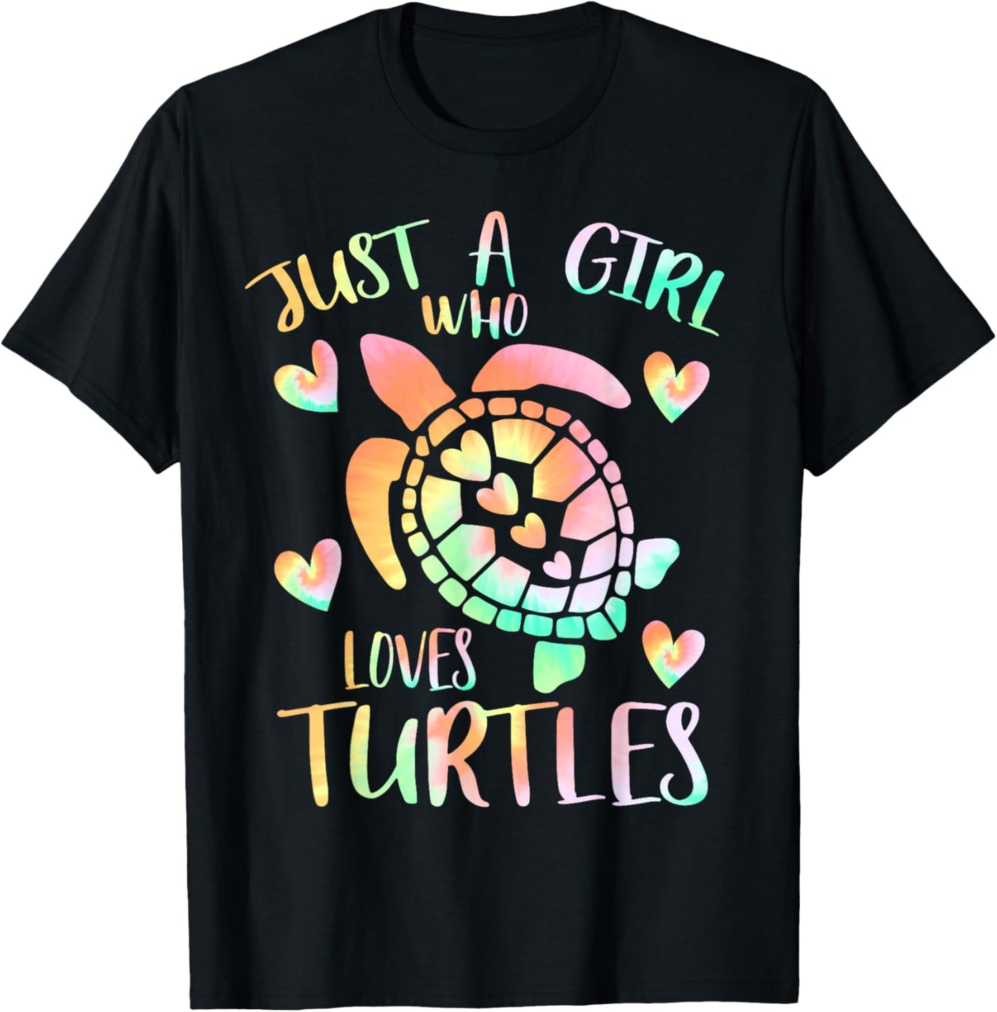Just a Girl Who Loves Turtles Tie Dye Sea Turtle Girls Theme T-Shirt - T-Shirt | Black
