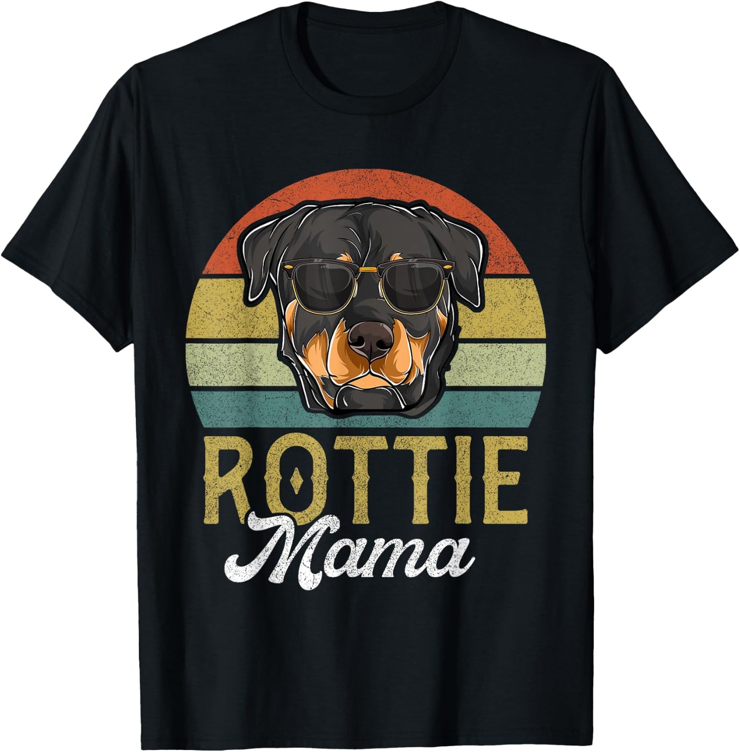 Retro Rottweiler Rottie Mama Shirt Women, Mothers Day Dog T-Shirt - T-Shirt | Black