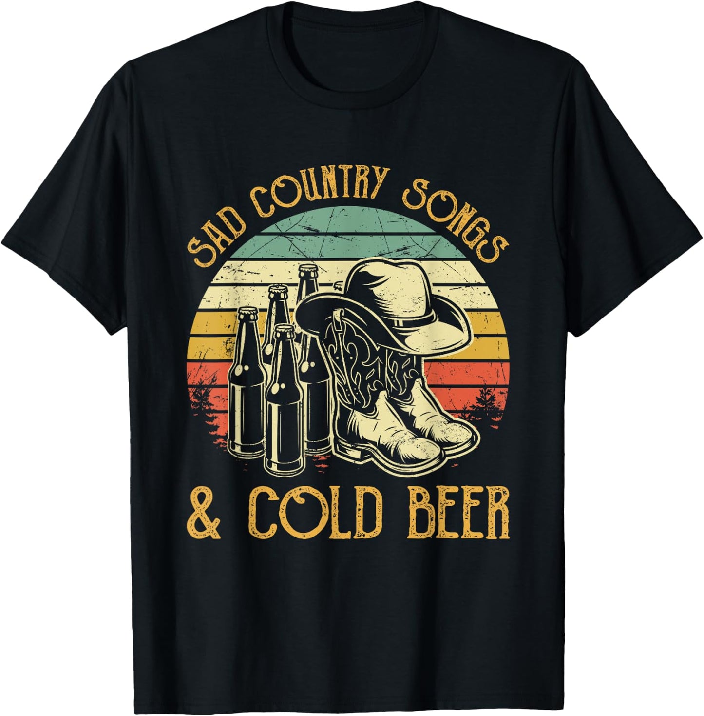 Sad Country Songs And Cold Beer T-Shirt - T-Shirt | Black