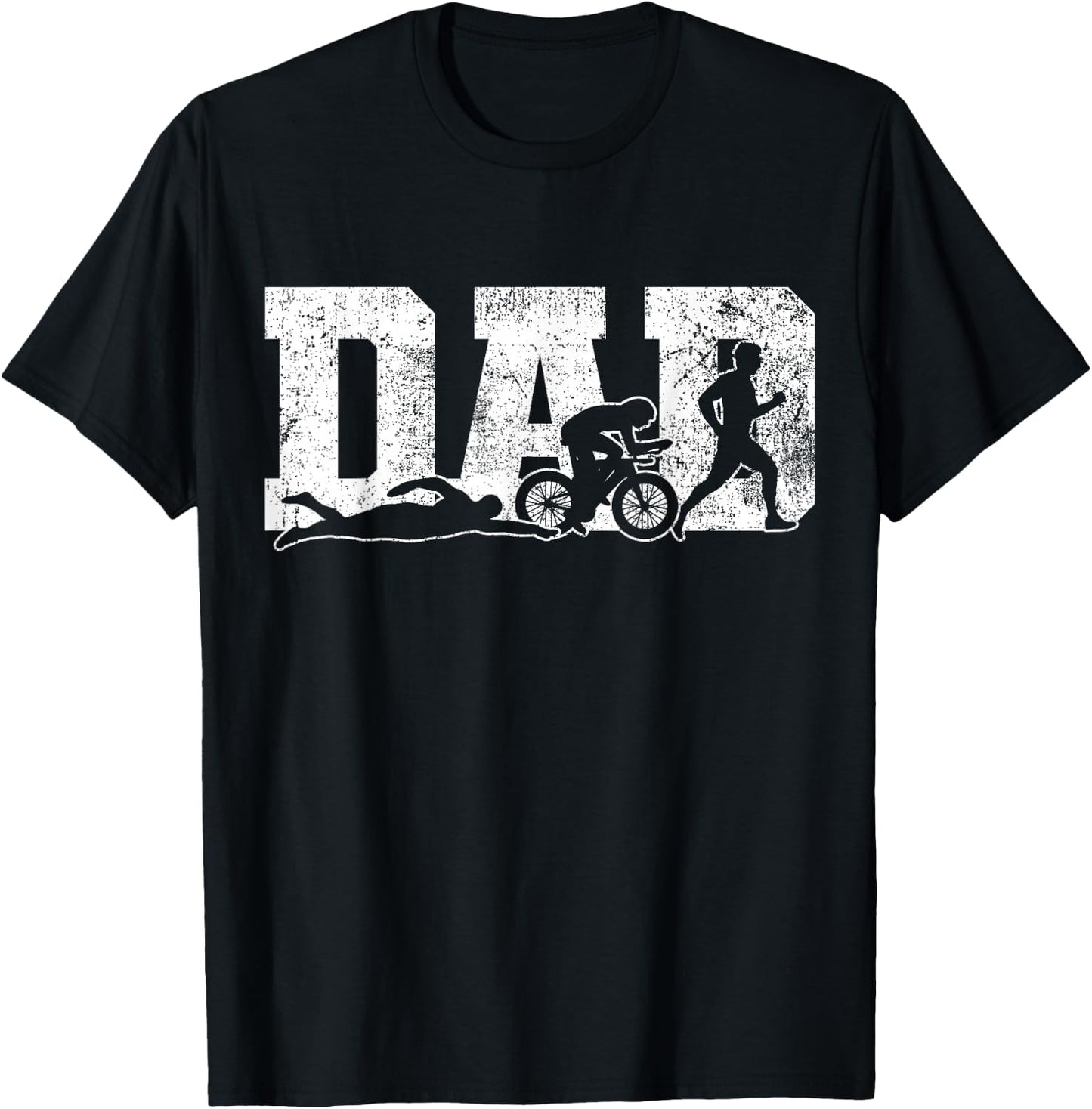 Triathlon Dad Swim Bike Run Father's Day T-Shirt - T-Shirt | Black