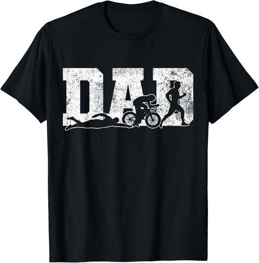Triathlon Dad Swim Bike Run Father's Day T-Shirt - T-Shirt | Black